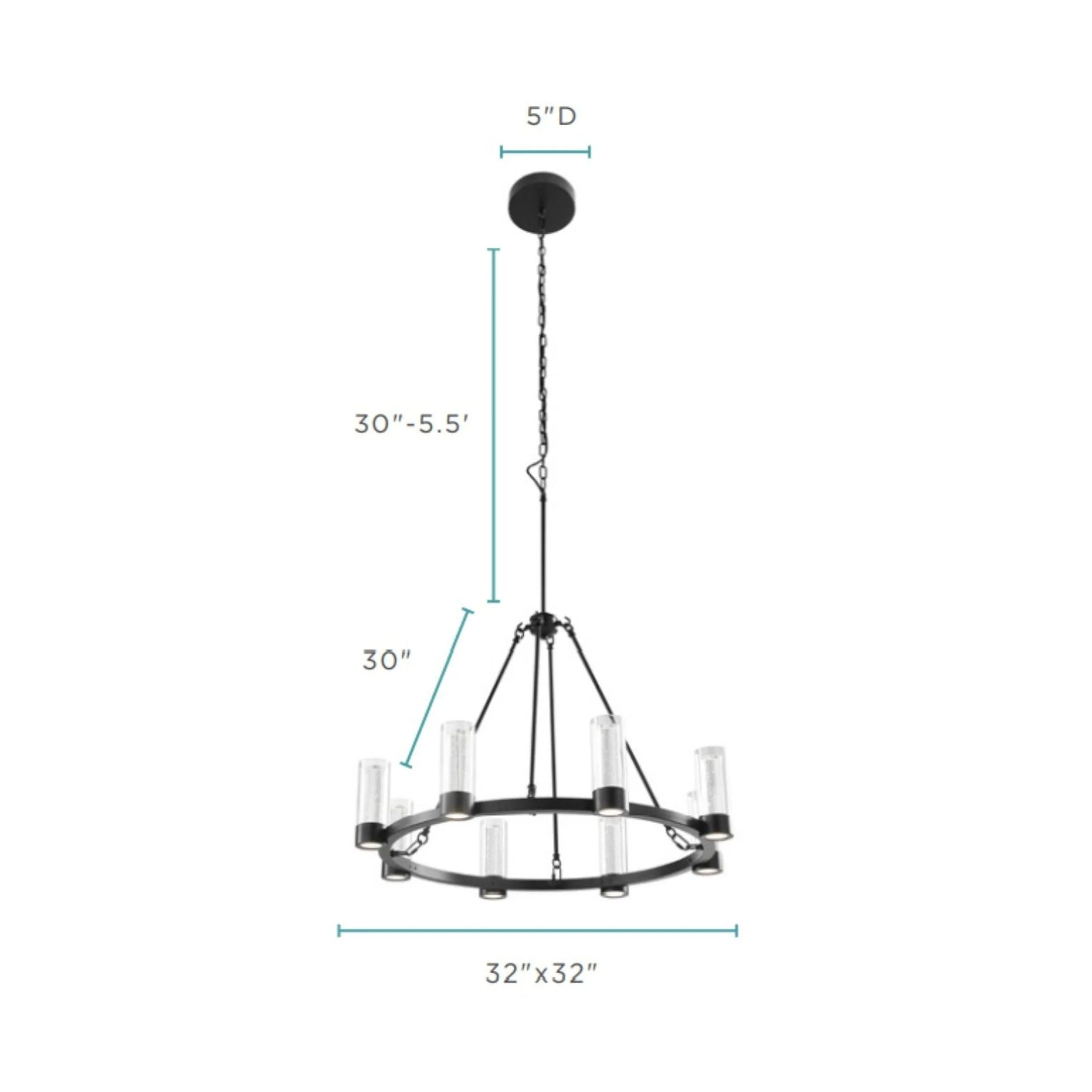 Victory 8 Light Chandelier //  Matte Black - Image 5