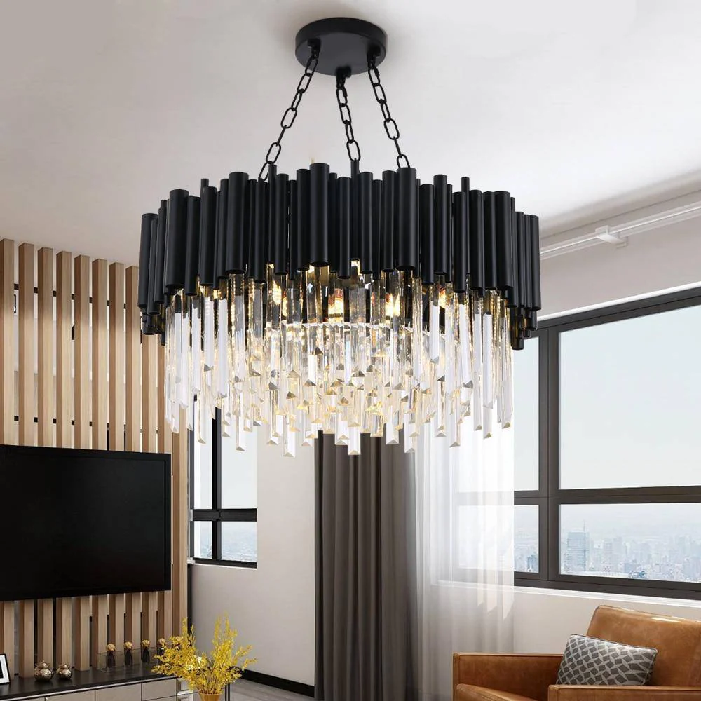 Vigo Collection Crystal Chandelier, Black - Image 3