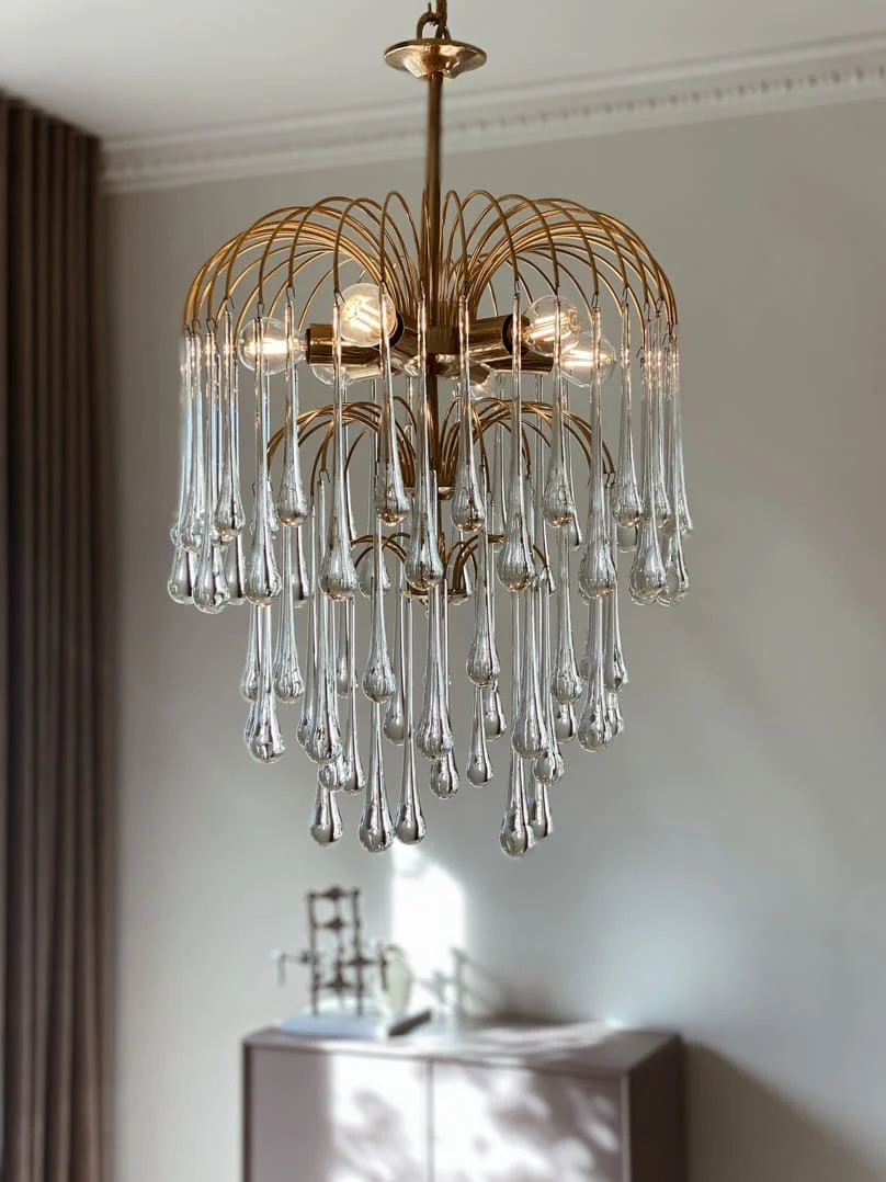 Vintage – Murano chandelier – Teardrop – 68 drops – Clear - Image 15