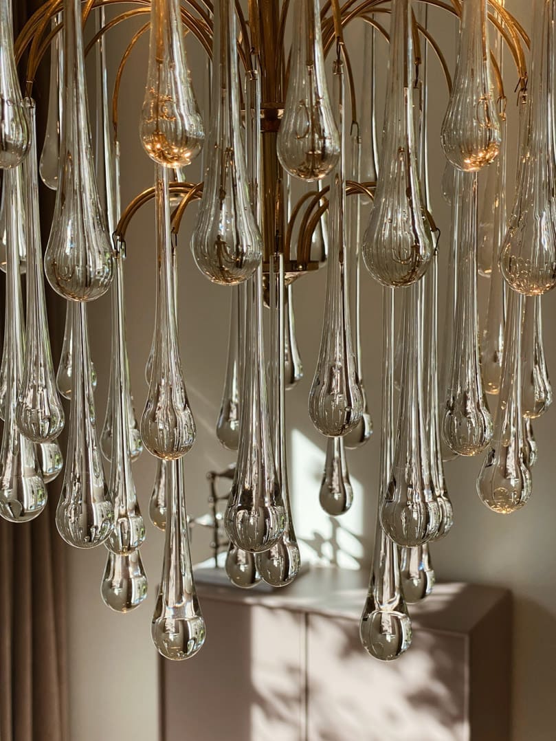 Vintage – Murano chandelier – Teardrop – 68 drops – Clear - Image 2