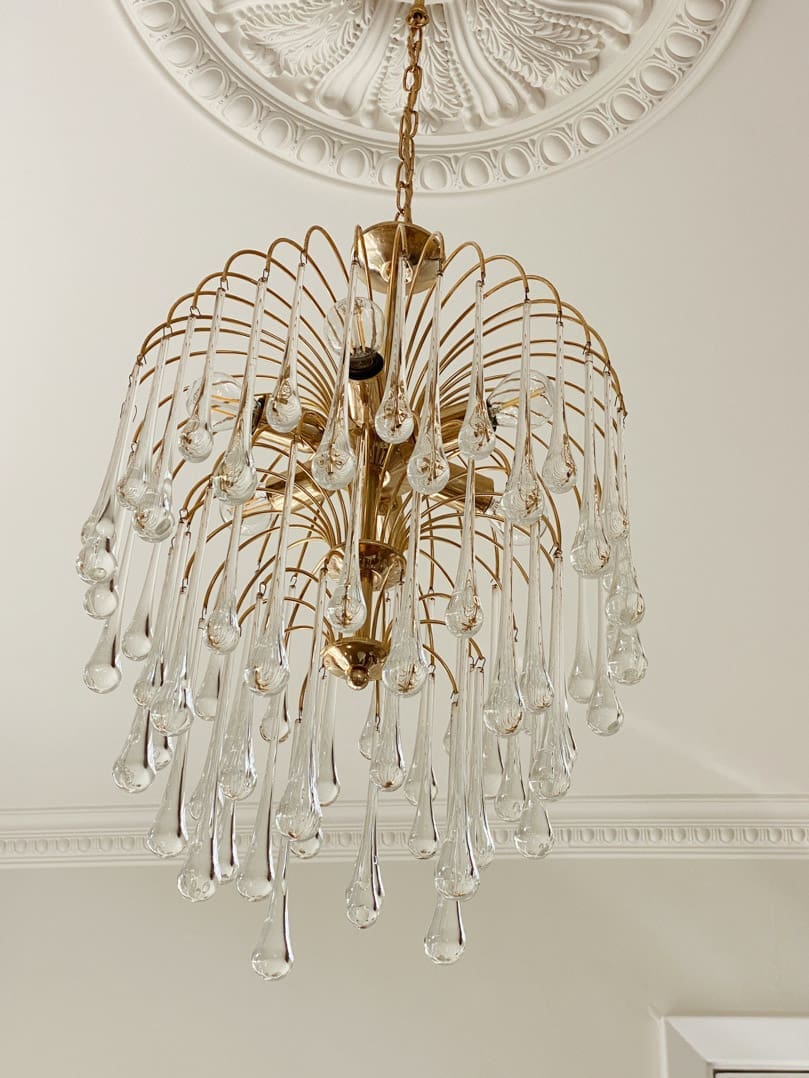Vintage – Murano chandelier – Teardrop – 68 drops – Clear - Image 3