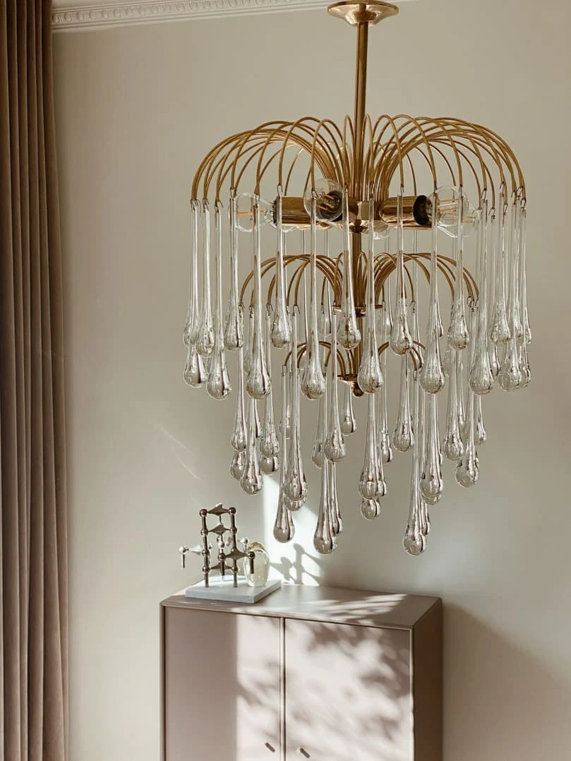 Vintage – Murano chandelier – Teardrop – 68 drops – Clear - Image 5