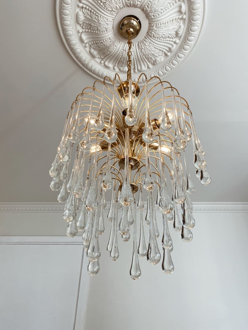 Vintage – Murano chandelier – Teardrop – 68 drops – Clear - Image 6