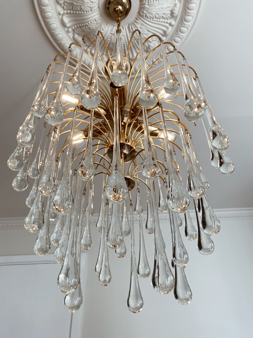 Vintage – Murano chandelier – Teardrop – 68 drops – Clear - Image 7
