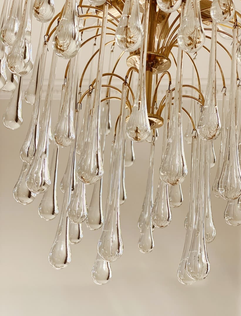 Vintage – Murano chandelier – Teardrop – 68 drops – Clear - Image 8