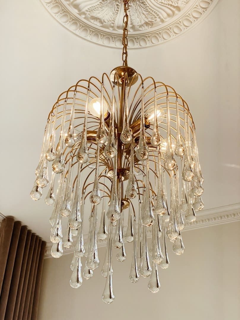 Vintage – Murano chandelier – Teardrop – 68 drops – Clear - Image 9