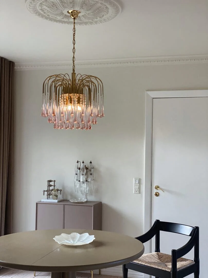 Vintage – Murano Teardrops Chandelier – 70s – Pink prisms - Image 16