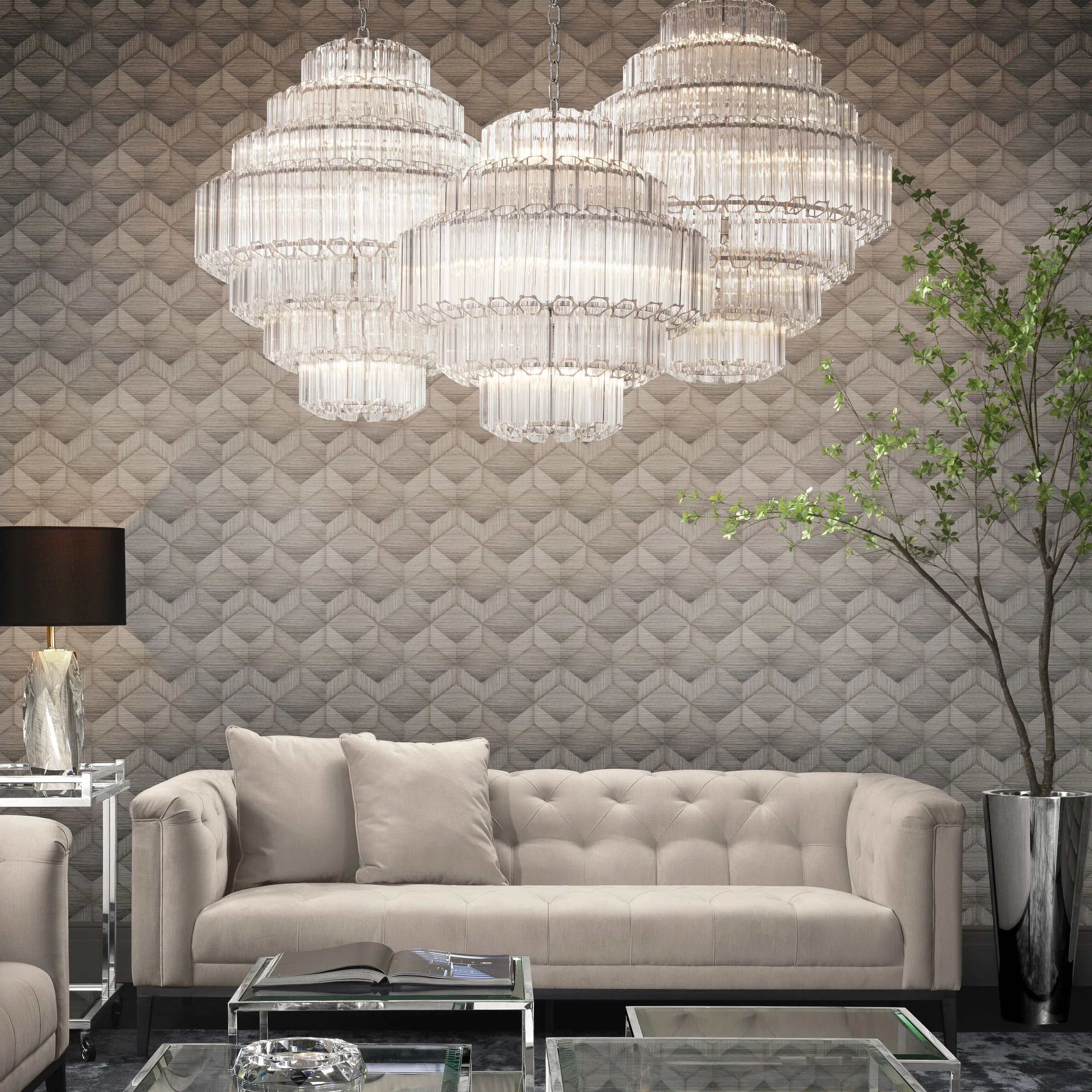 Vittoria S Modern Glass Chandelier - [Nickel] - - Image 5