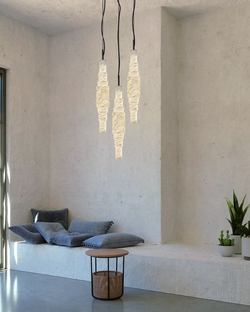 White Alabaster Cluster Pendant Lamp 3-lights for kitchen Island - Image 11