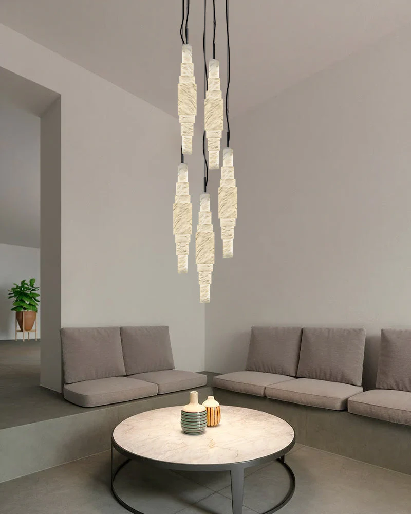 White Alabaster Cluster Pendant Lamp 3-lights for kitchen Island - Image 12