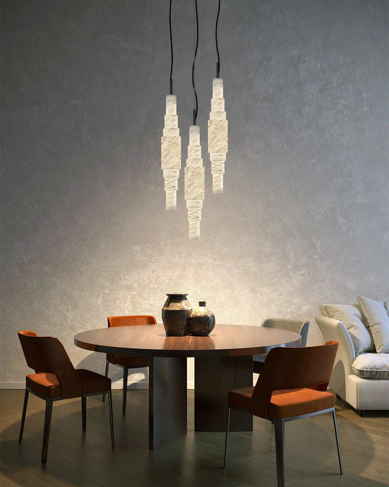 White Alabaster Cluster Pendant Lamp 3-lights for kitchen Island - Image 2