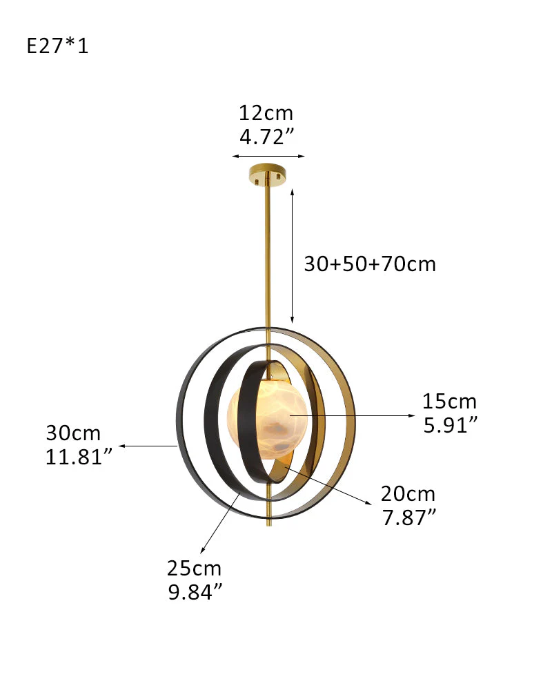 White Alabaster Round Ceiling Pendant Lamp - Gold & Bronze Rotatable Ring - Image 13