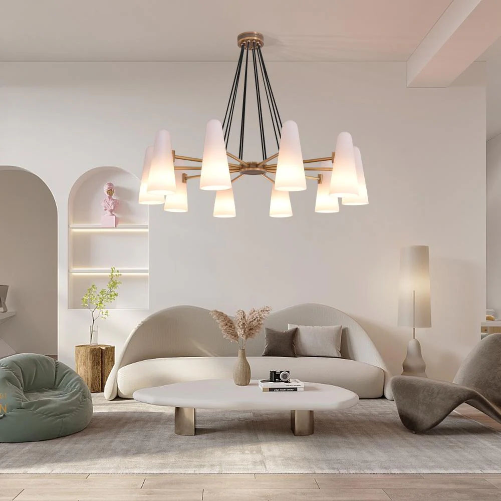 Sulis White Ceramics Round Chandelier 44", 10-lights - Image 3