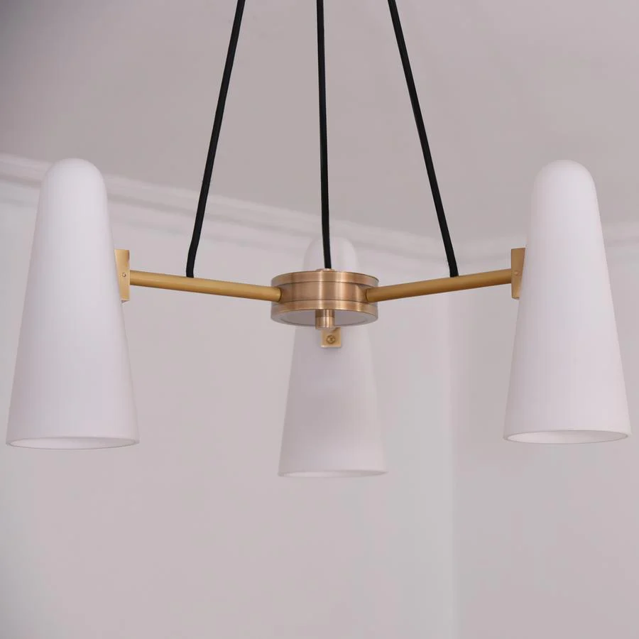 Sulis White Ceramics Round Chandelier 32", 3-lights - Image 3