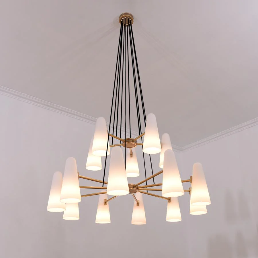 Sulis White Ceramics 2-Tier Round Chandelier 44", 15-lights - Image 2