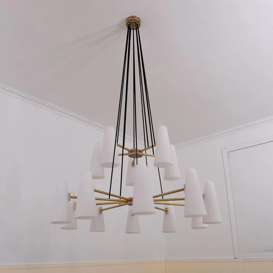 Sulis White Ceramics 2-Tier Round Chandelier 44", 15-lights - Image 3