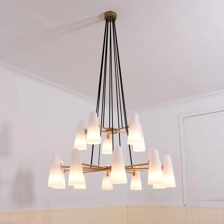 Sulis White Ceramics 2-Tier Round Chandelier 44", 15-lights - Image 6