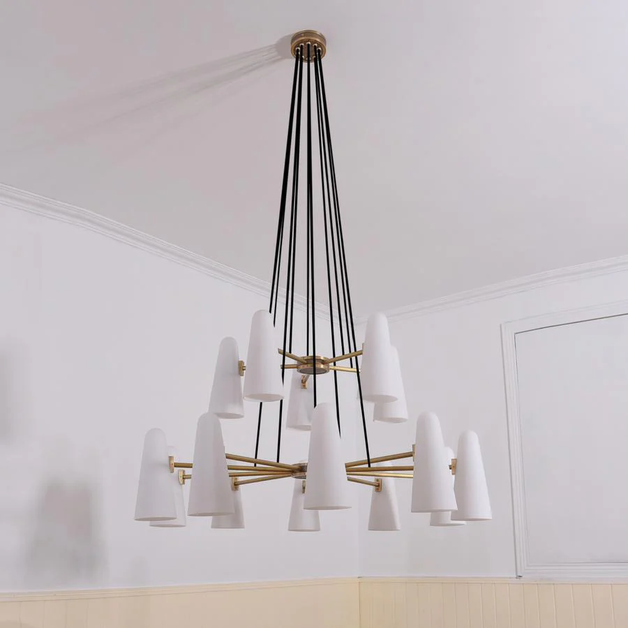 Sulis White Ceramics 2-Tier Round Chandelier 44", 15-lights - Image 7