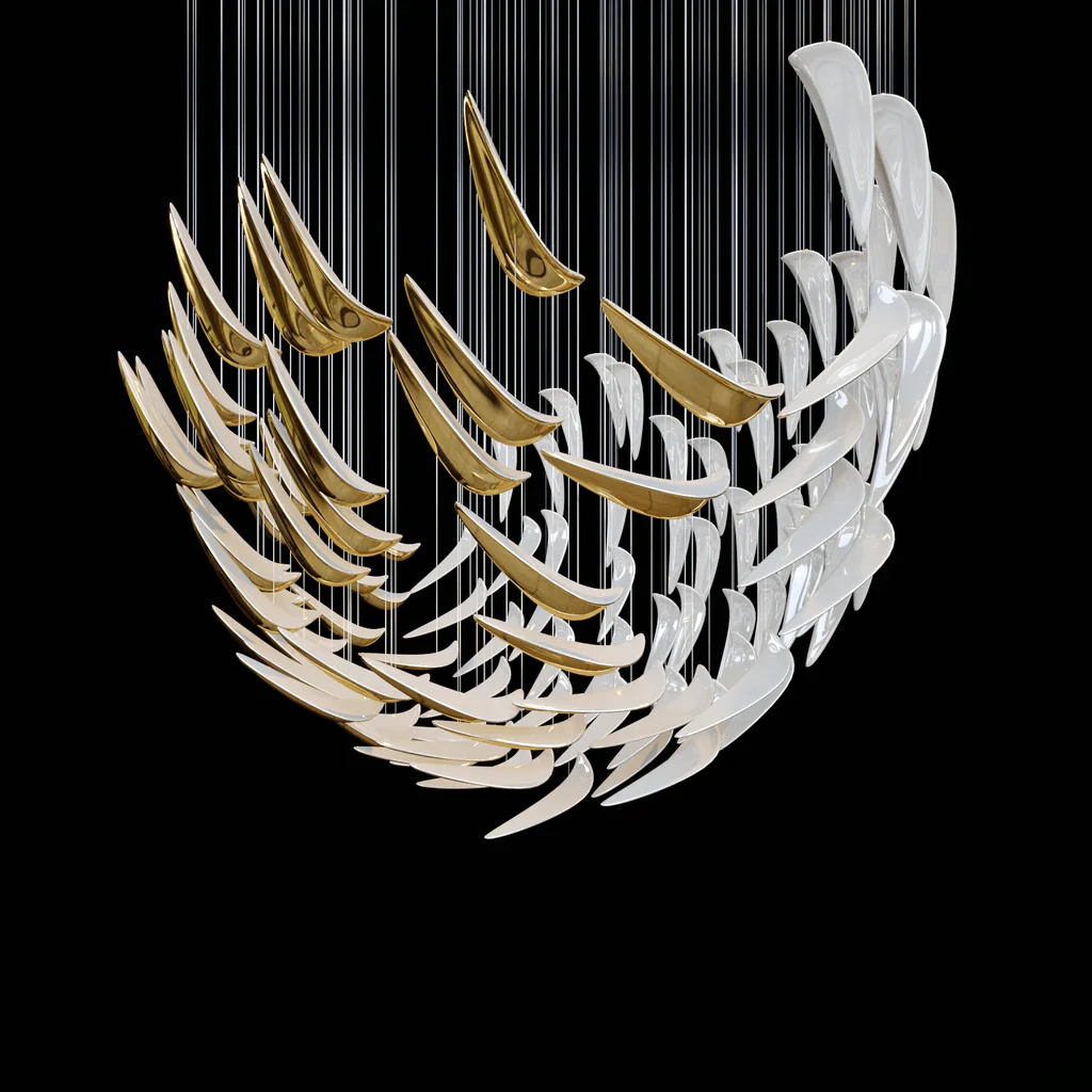 White Feather Art Deco Customize Chandelier - Image 4