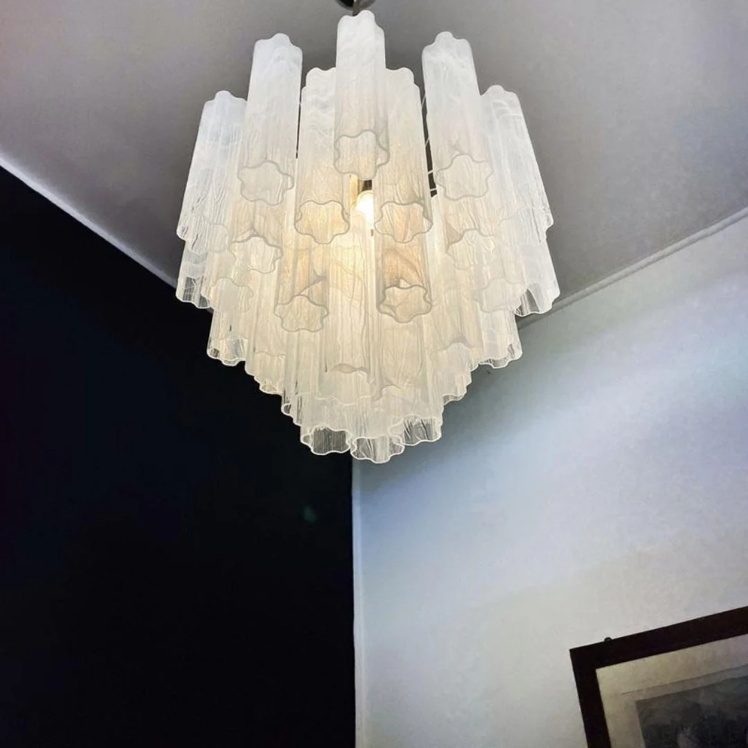 White Glass Tube Chandelier - Image 10