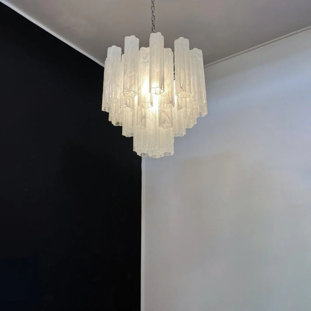 White Glass Tube Chandelier - Image 11