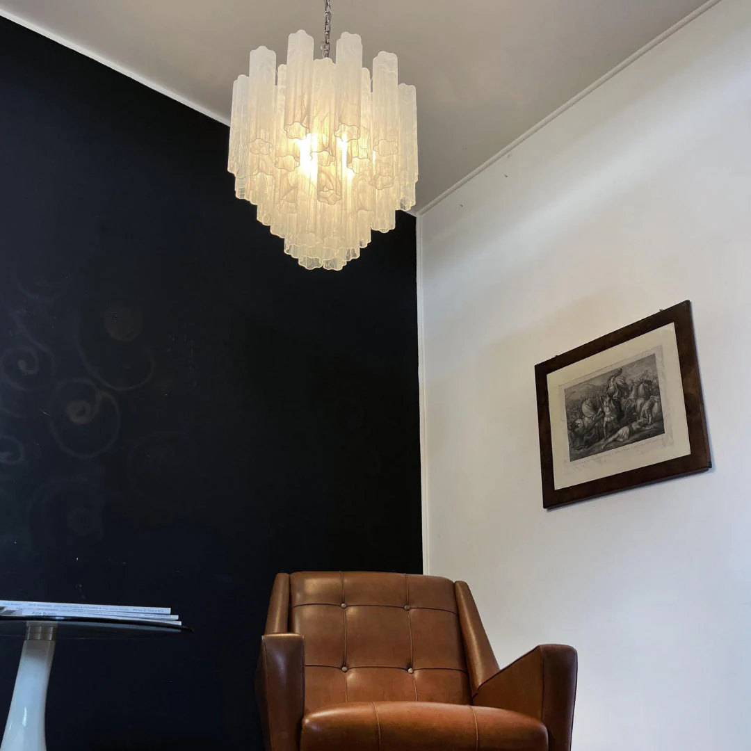 White Glass Tube Chandelier - Image 12