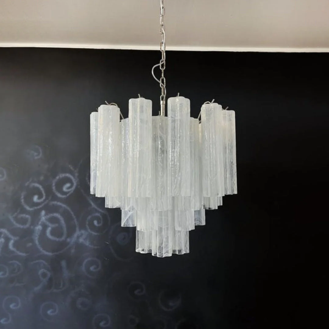White Glass Tube Chandelier - Image 14