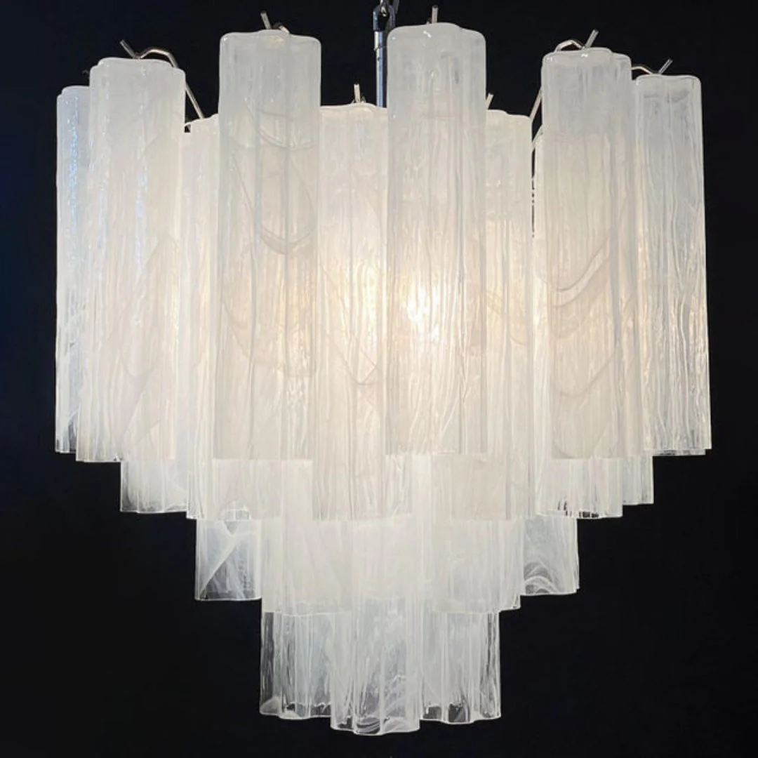 White Glass Tube Chandelier - Image 18