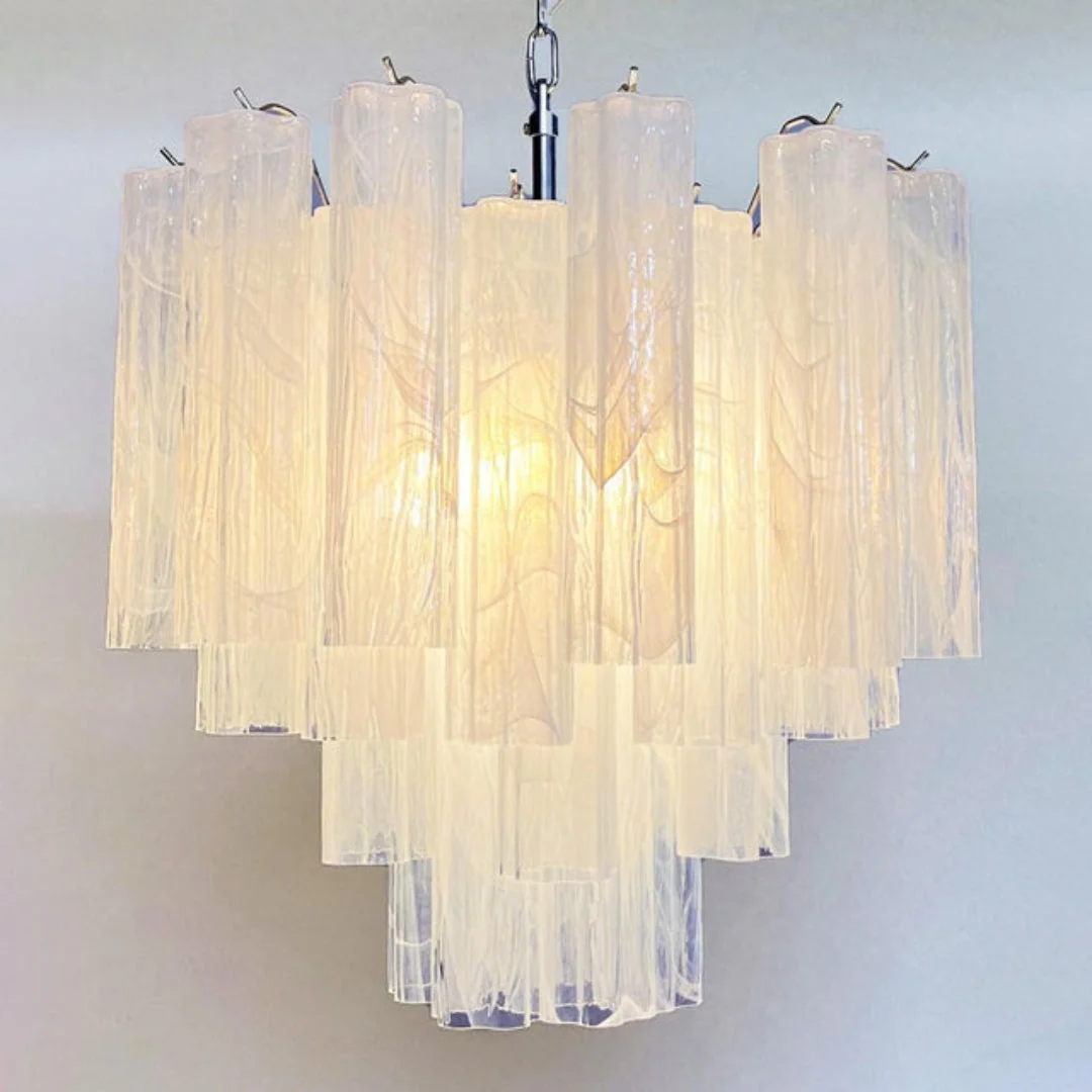 White Glass Tube Chandelier - Image 19