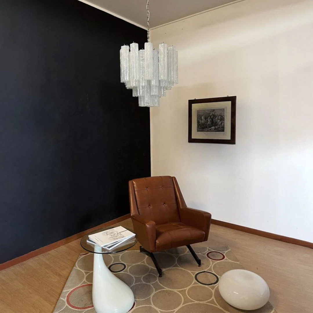 White Glass Tube Chandelier - Image 5