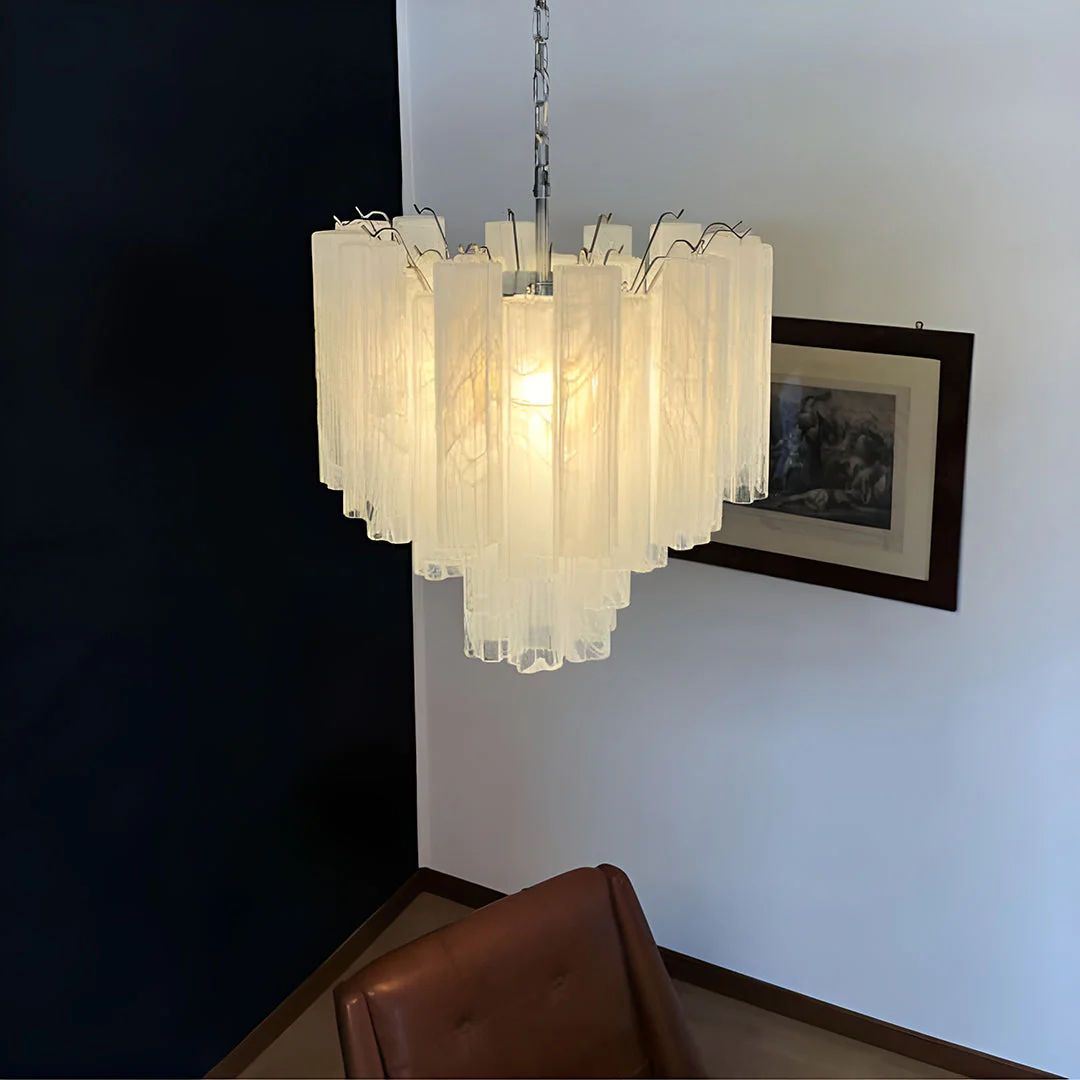 White Glass Tube Chandelier - Image 6