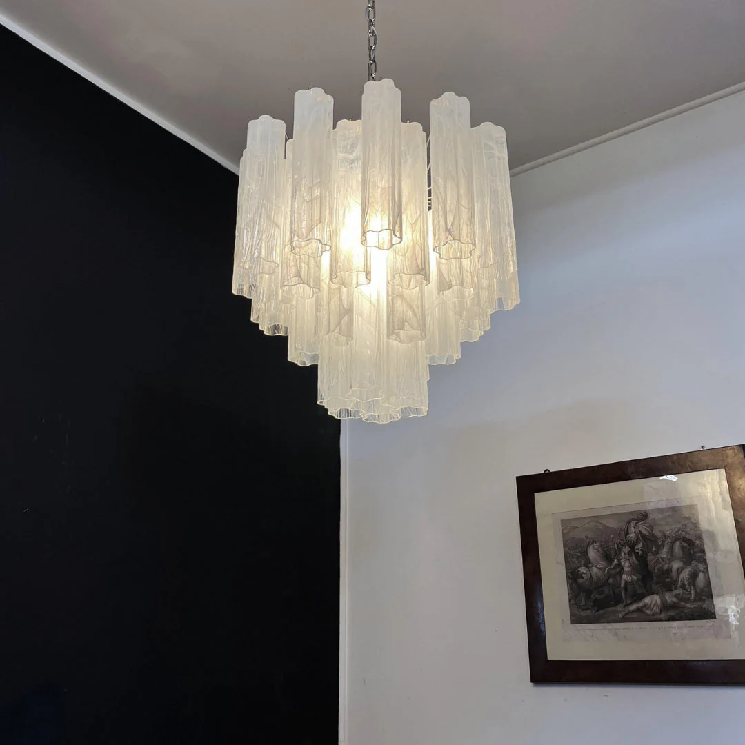 White Glass Tube Chandelier - Image 7