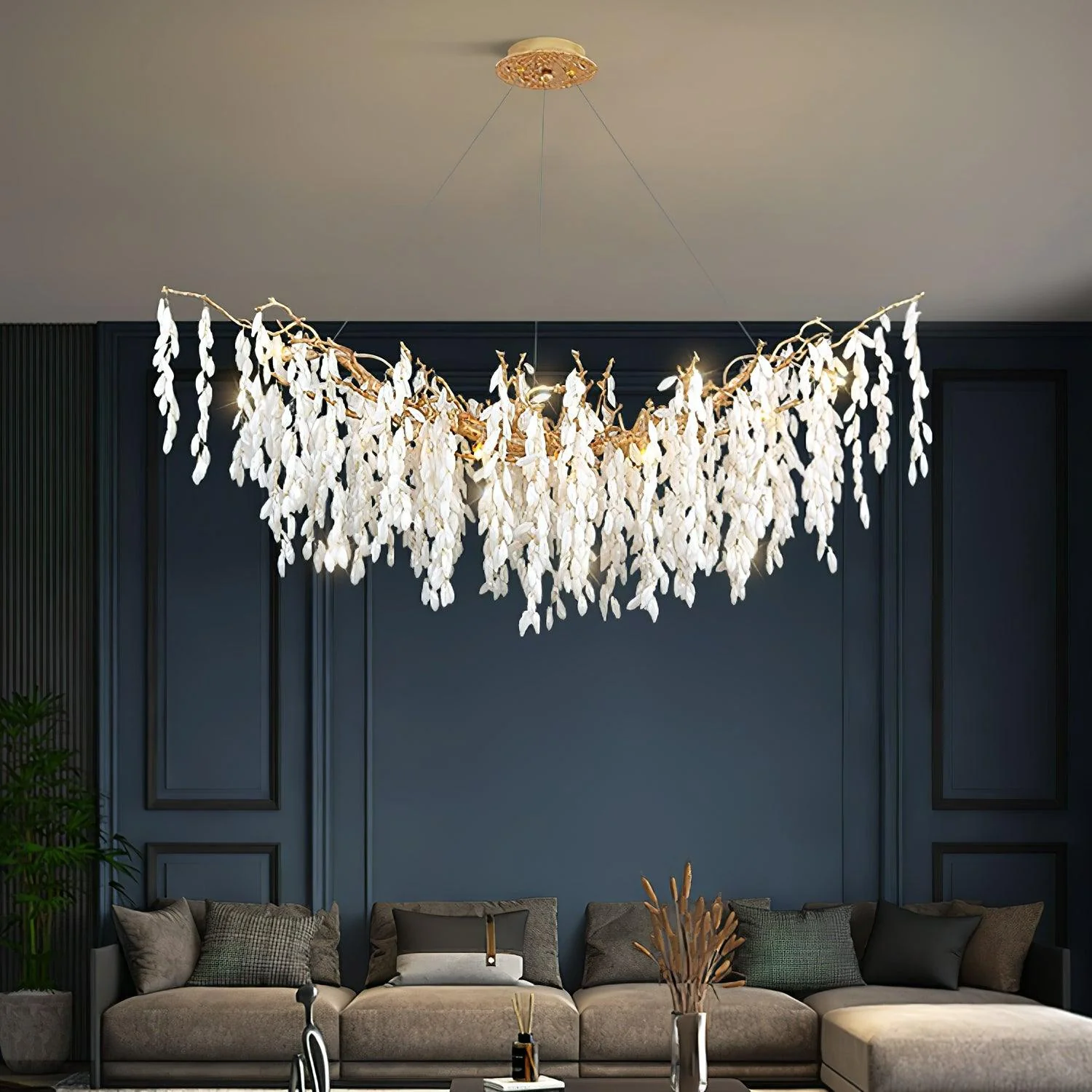 White Jade Branch Brass Chandelier - Image 16