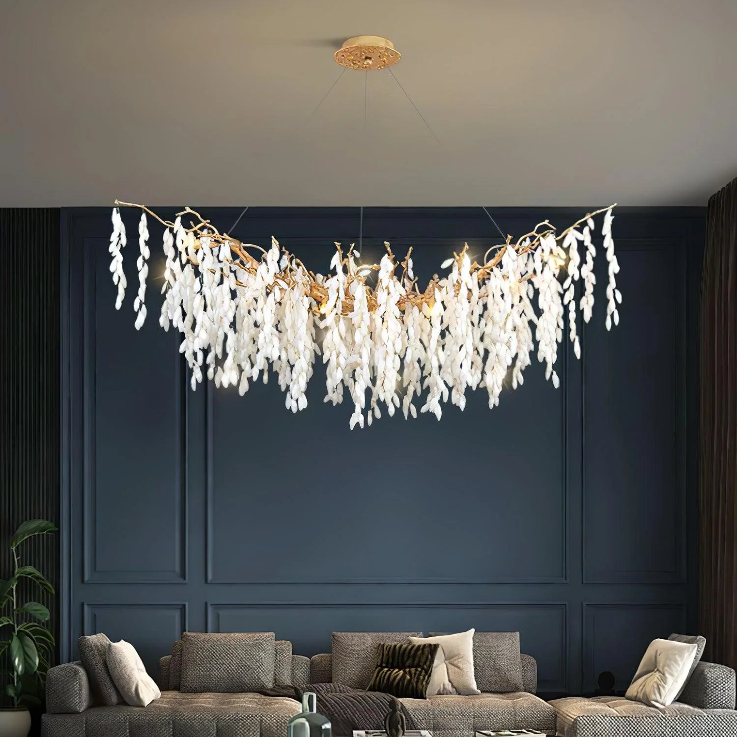 White Jade Branch Brass Chandelier - Image 20