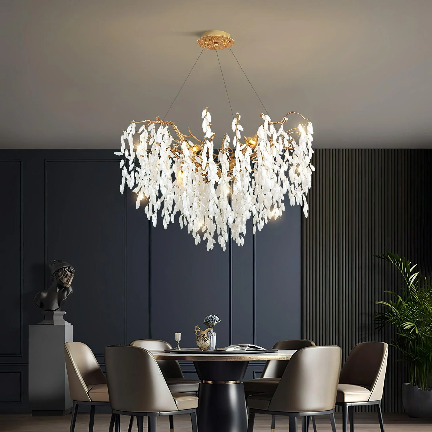 White Jade Branch Brass Chandelier - Image 21