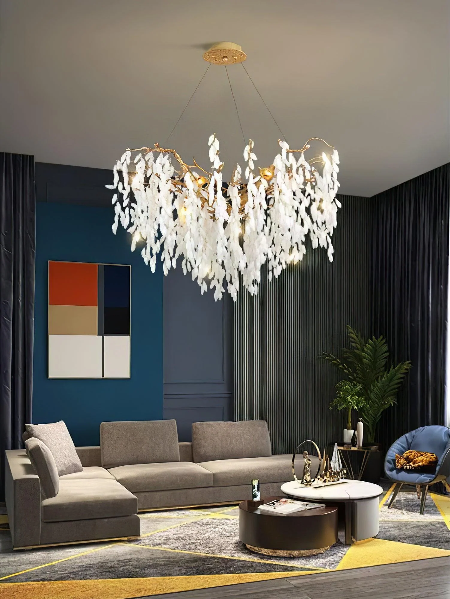 White Jade Branch Brass Chandelier - Image 23