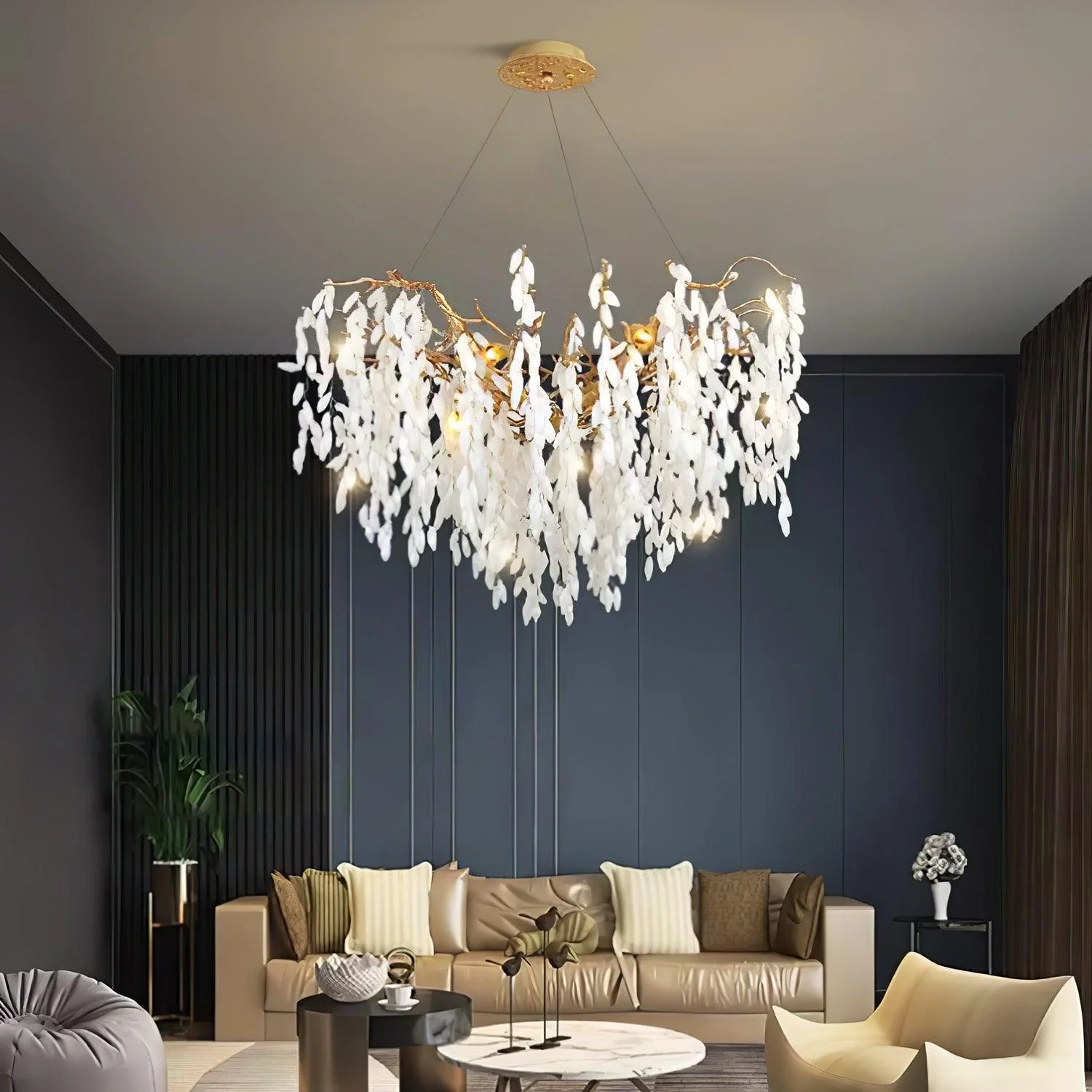 White Jade Branch Brass Chandelier - Image 25