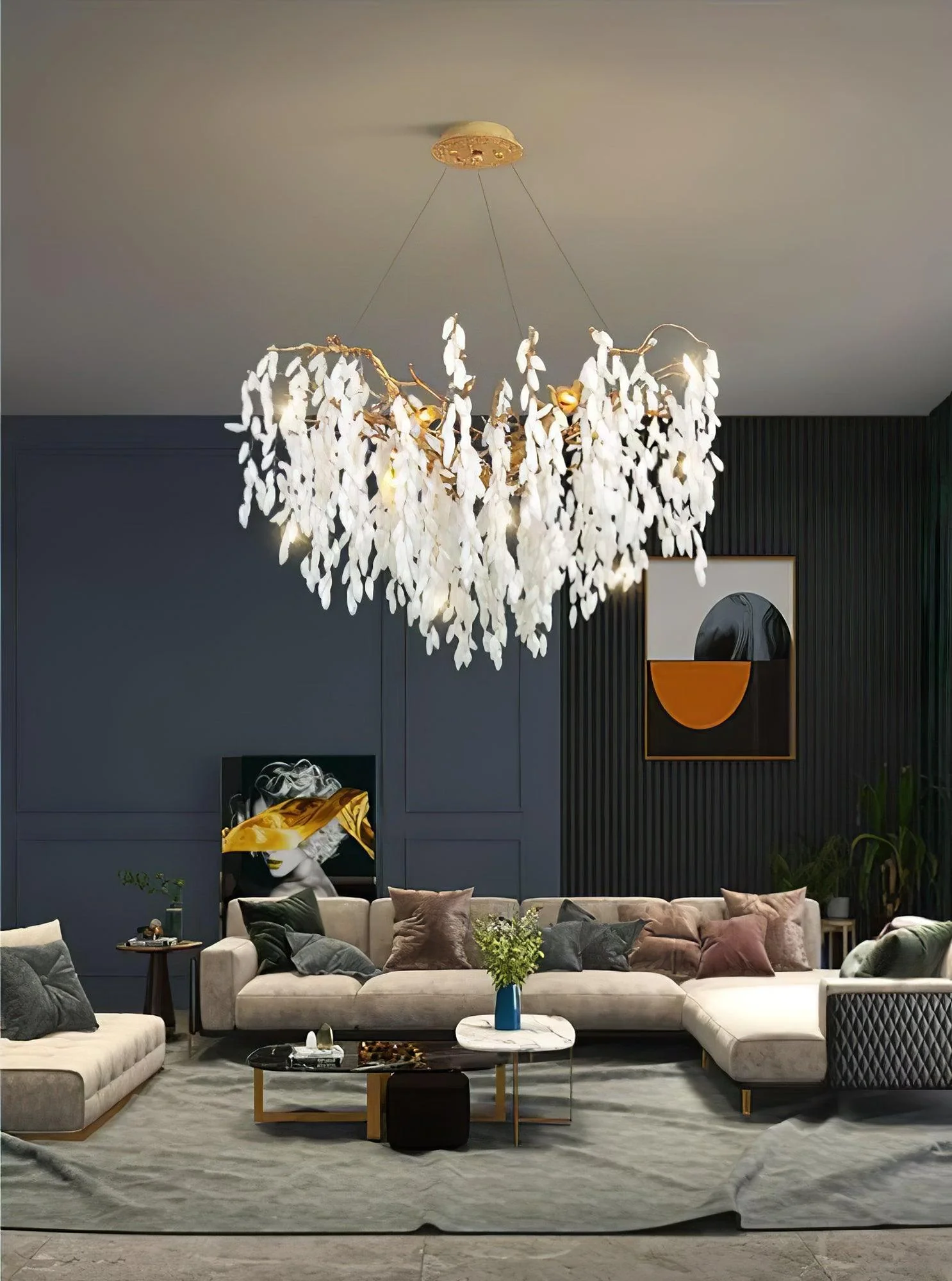 White Jade Branch Brass Chandelier - Image 27
