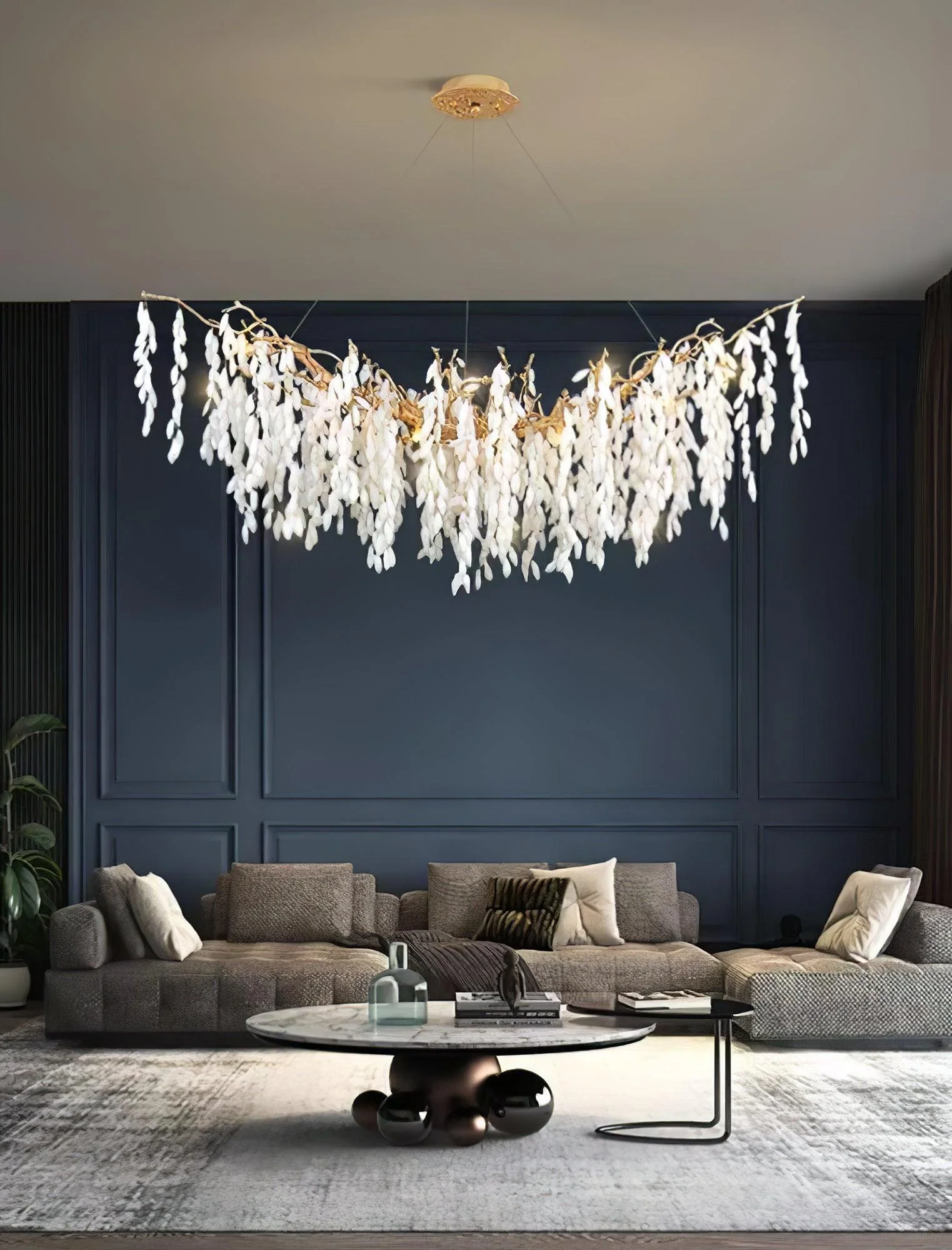 White Jade Branch Brass Chandelier - Image 29