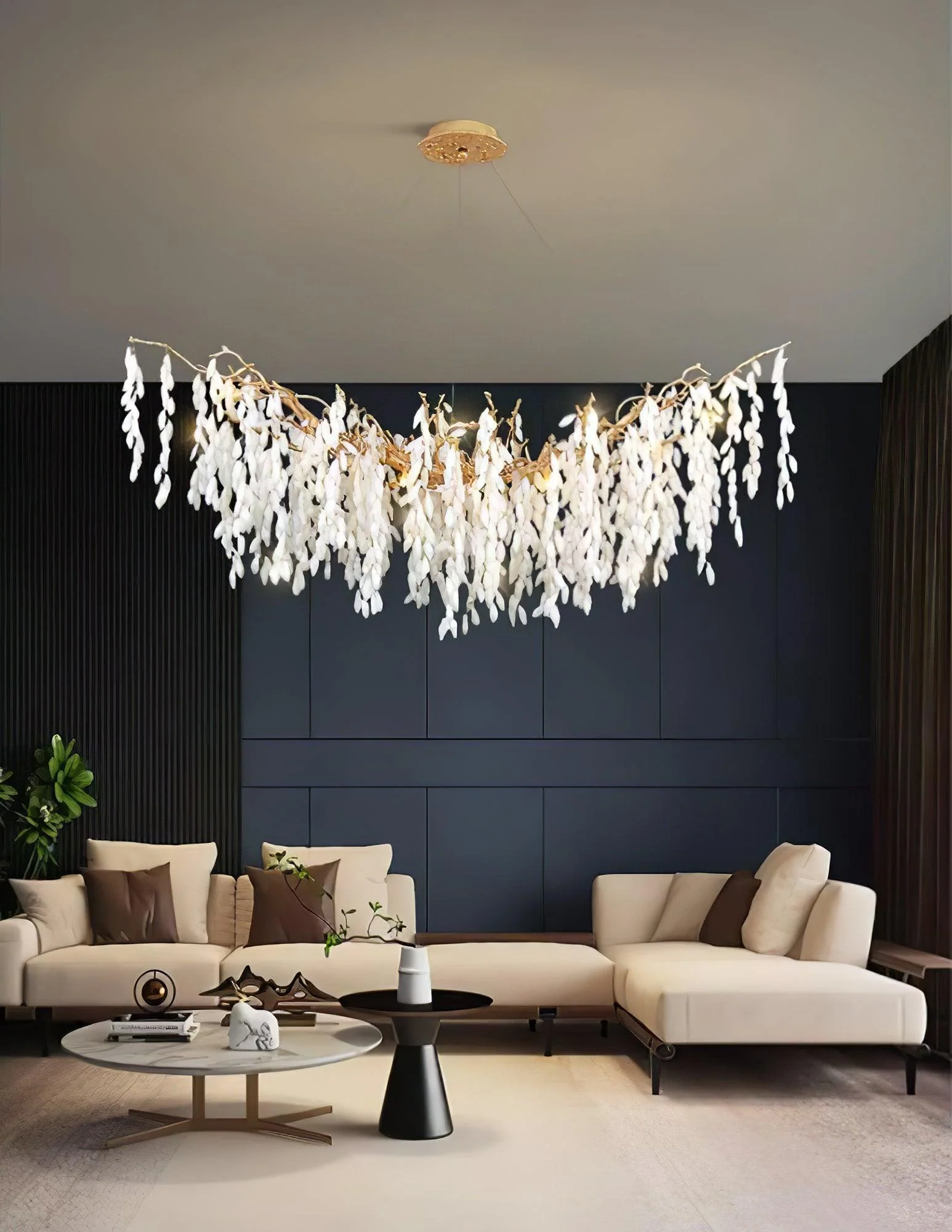 White Jade Branch Brass Chandelier - Image 31