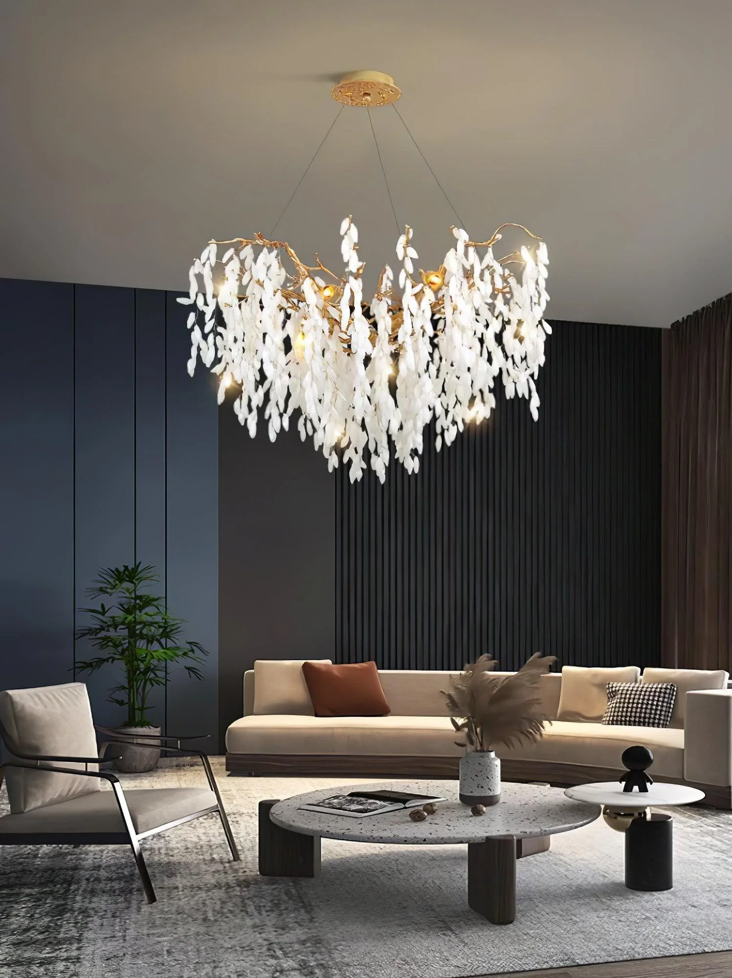 White Jade Branch Brass Chandelier - Image 32