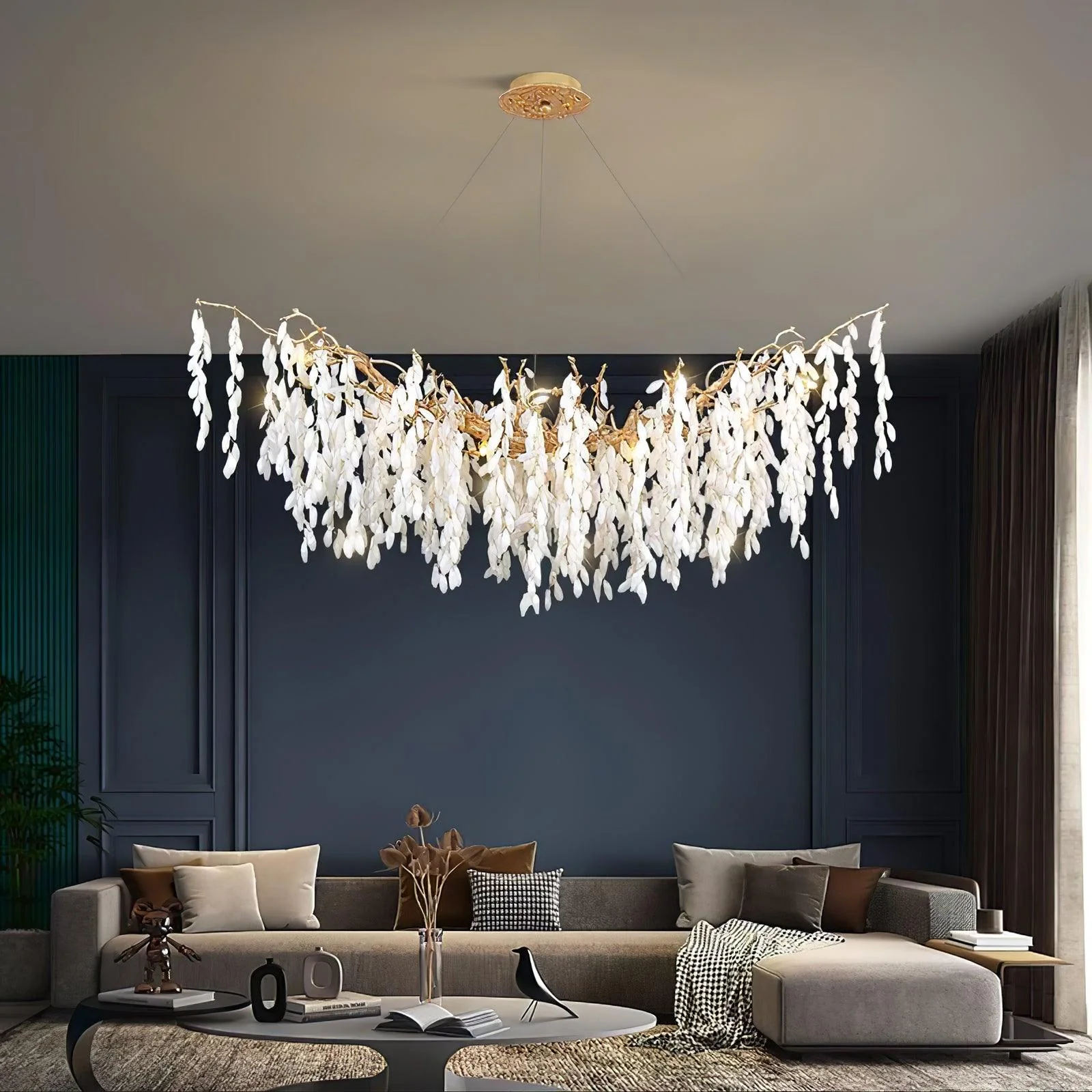 White Jade Branch Brass Chandelier - Image 4