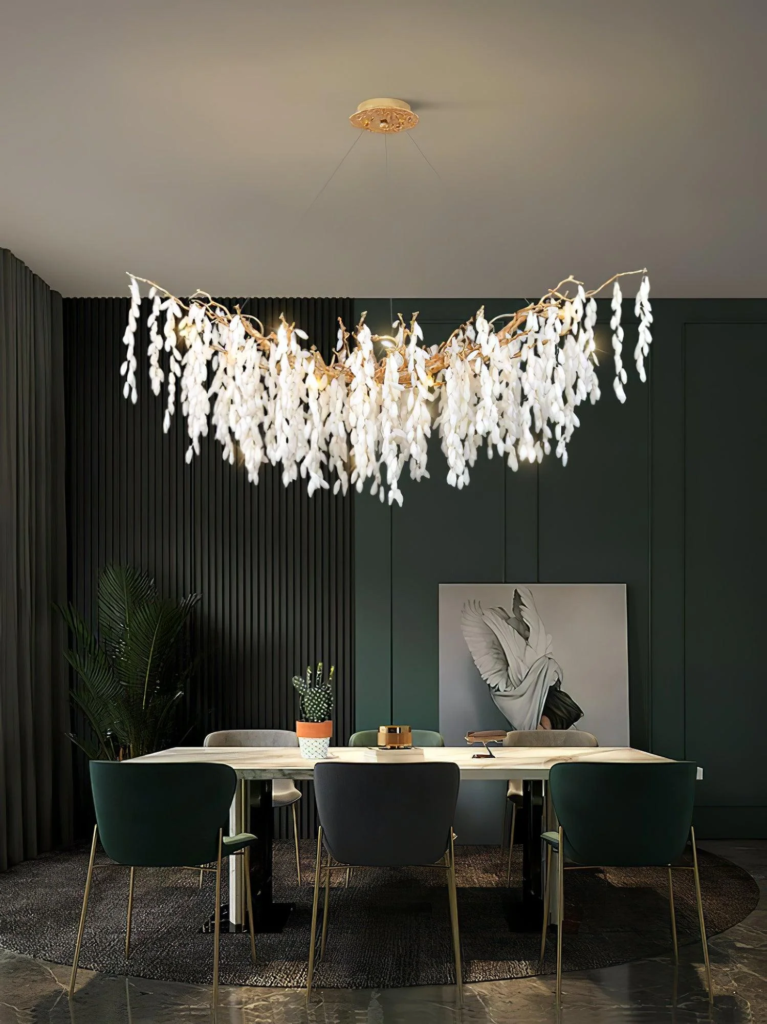 White Jade Branch Brass Chandelier - Image 6