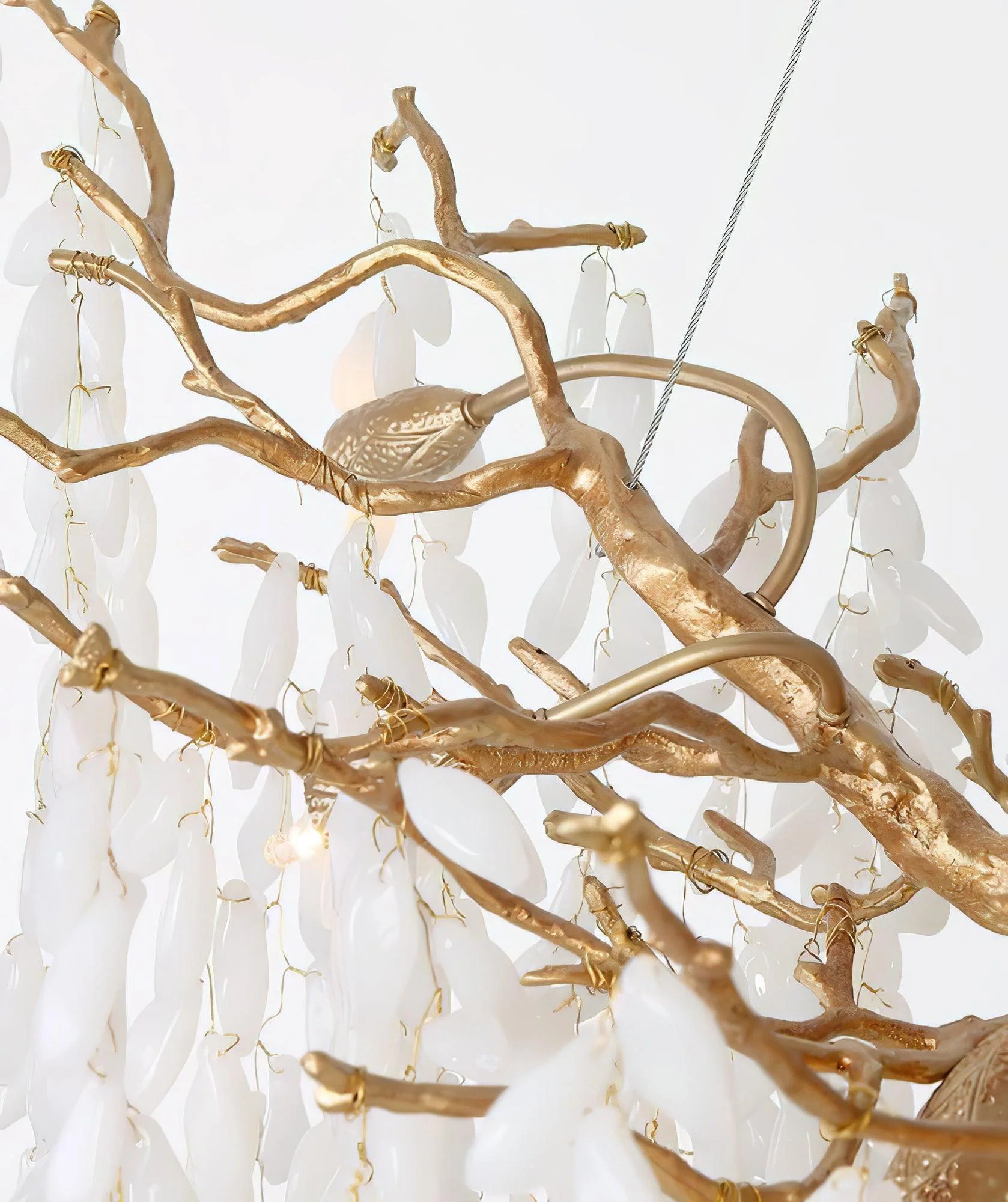 White Jade Branch Brass Chandelier - Image 8