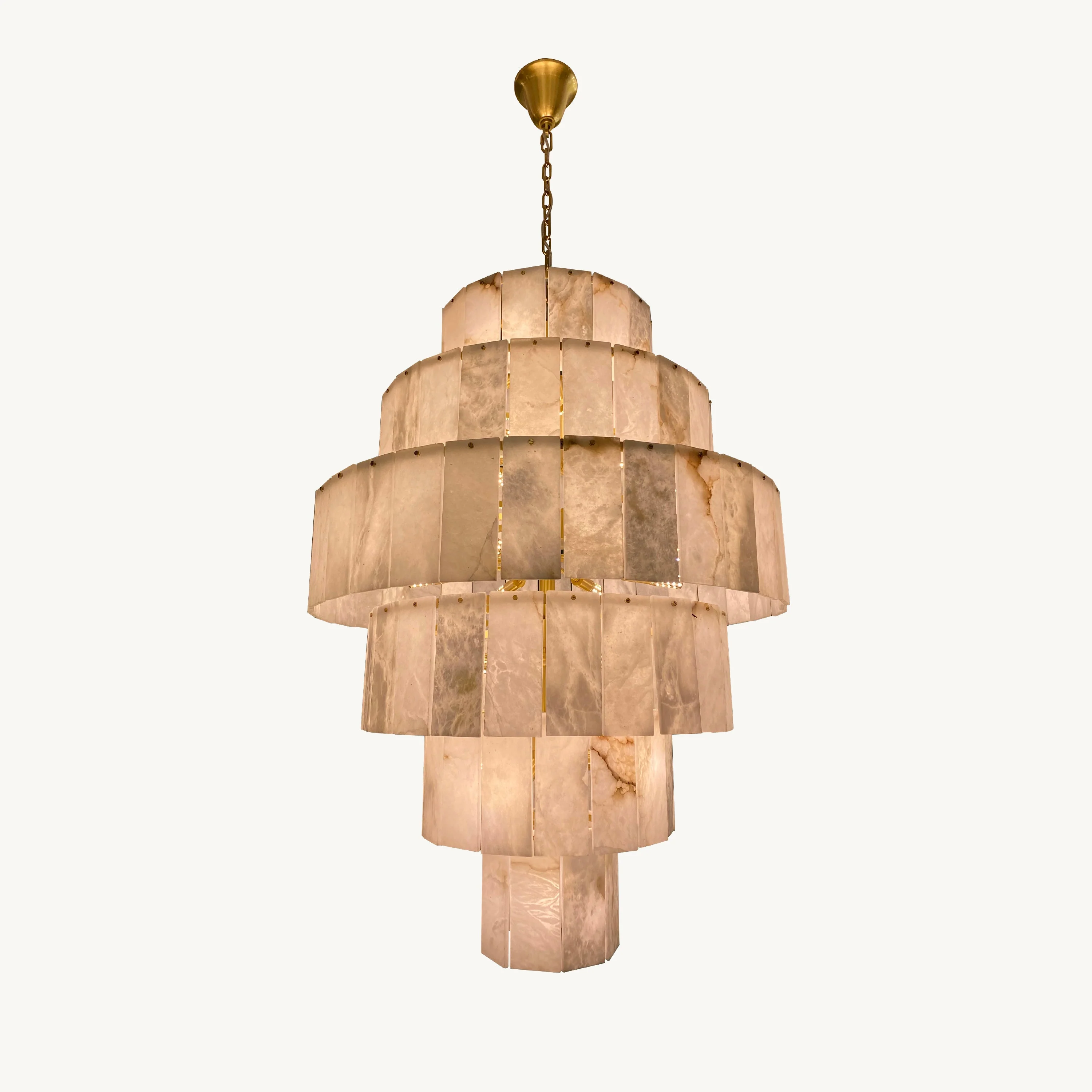 Giant Tiered Alabaster Foyer Chandelier - Image 11