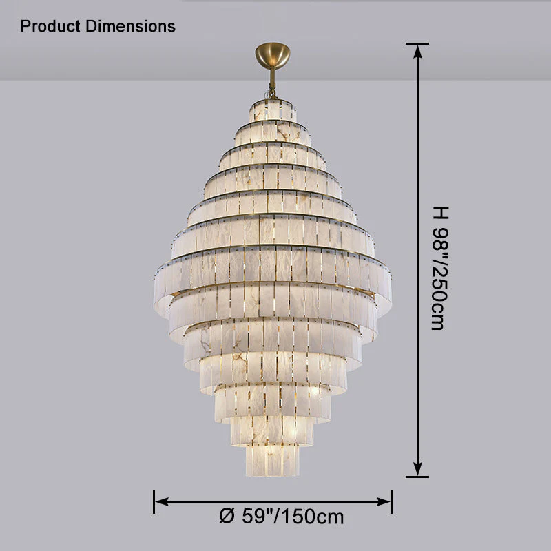 Giant Tiered Alabaster Foyer Chandelier - Image 16